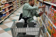 Pete is assisting with grocery shopping.