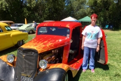 Kim's flaming red hair and a suitable Classic Car at The Pepper Festival.