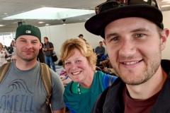 Scott, Lisa & Kevin ready to board in Sacramento.