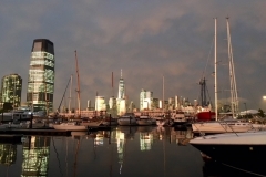 Our evening view; the Manhattan Skyline from Liberty Landing Marina.