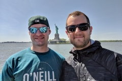Scott & Kevin with Statue of Liberty.