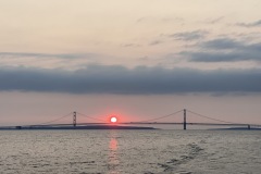 Sunrise over the Mackinac Bridge.