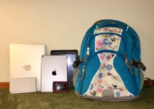Backpack full of electronics.